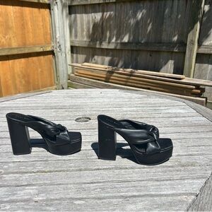 Open Edit Kaia Knot Platform Sandals in black‎ size 6.5 fall baddie alt summer